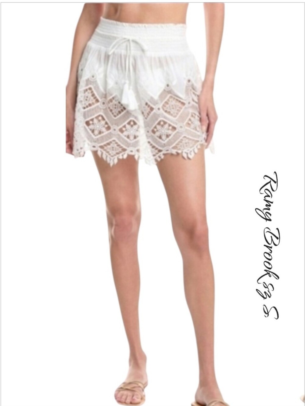 NWT Ramy Brook Ailani White Lace Mini Skirt Cover Up S